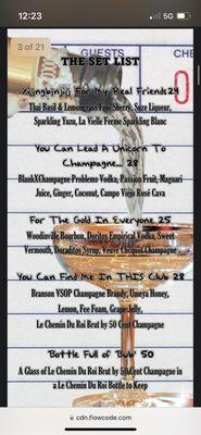 Drink menu