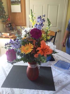 I asked for a vibrant wild flower Bouquet. And these were lovely. Even more important my grandmother absolutely loved it.