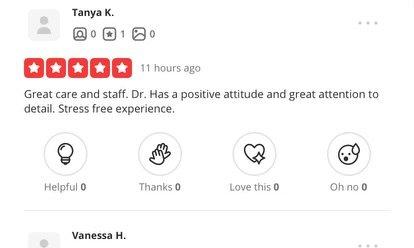 We want to extend our gratitude to this very kind patient of ours. The new team at our office is working hard to improve quality of care! :)