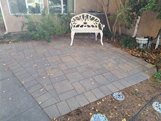 Front yard brick patio