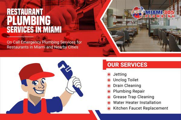 Restaurant Plumbing Services in Miami - Call us (305) 833-3404