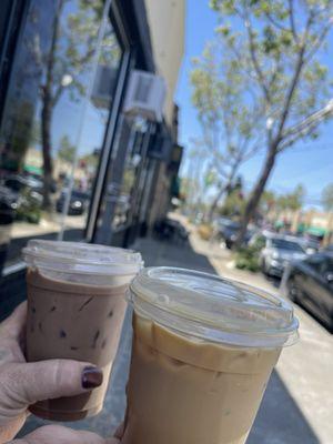 The Borgia on left, caramel latte on right