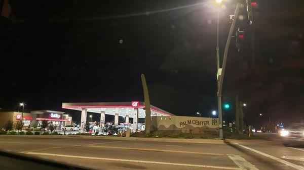 QuikTrip gas pumps from afar...