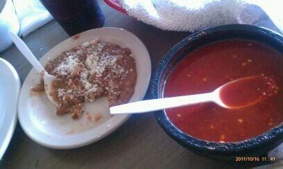 Refried beans and population red salsa