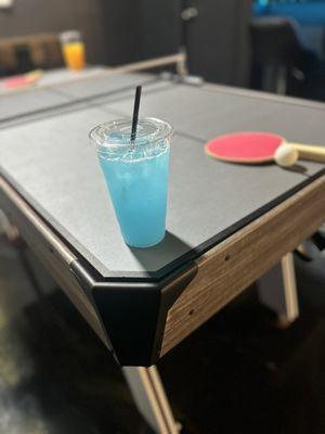 Ping pong table and drinks