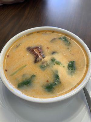 Cup of Tom Kha with chicken