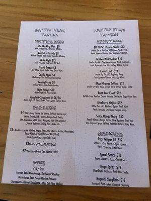 August menu