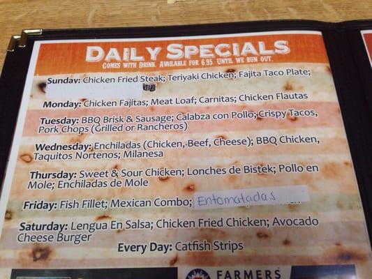 $6.95 daily specials