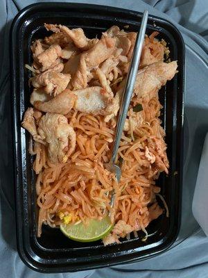 This is supposed to be pad Thai with extra chicken lol