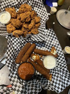 Fried Mushrooms; Cheese Sticks