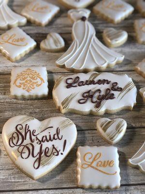 She said Yes! wedding cookies.