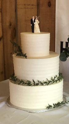 Simple wedding cake with grandparents cake topper!