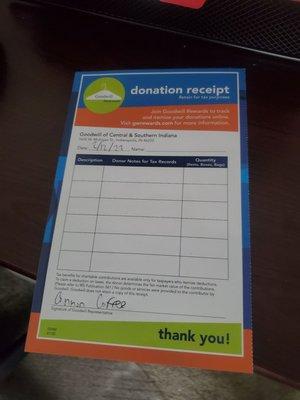 Donation Receipt