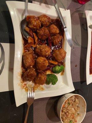 Orange chicken and fried rich