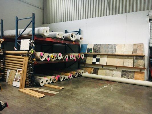 Large Sheet vinyl selection in stock with many more that can be ordered for custom jobs.