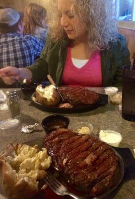 Large Prime Rib dinner!!! Cooked perfect and flavor second to no one!  The best in the Midwest.