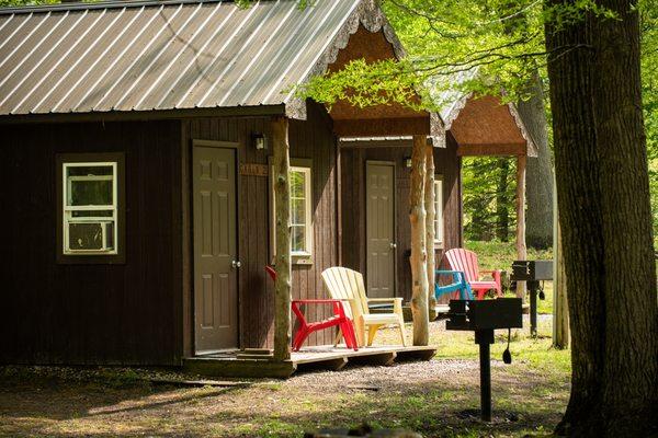 2 rustic cabins