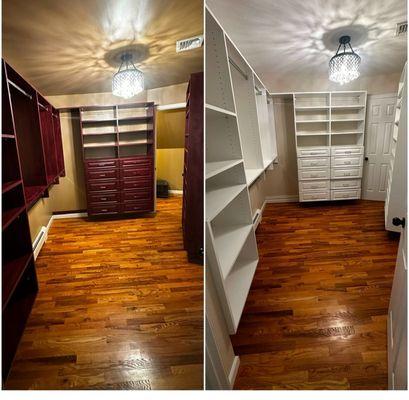 Before and after closet painting