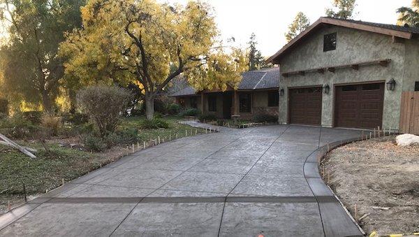 Stamped colored Concrete Driveway with 45's