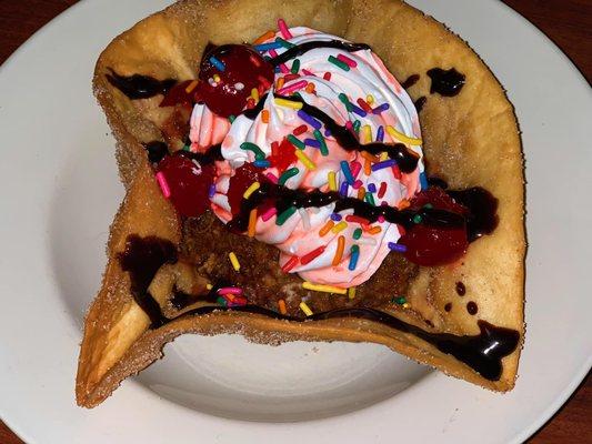 Fried Ice Cream- Whipped Cream, Cherry, Sprinkles and Strawberry or Chocolate Syrup