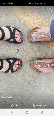 Our first ever pedicures, it became a regular...