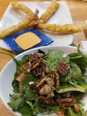 House salad and Shrimp Tempura