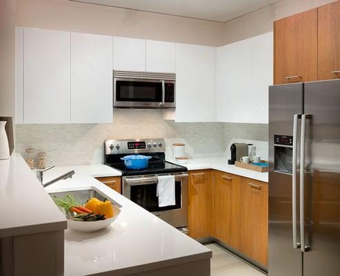 A kitchen in one of the condos at Adler Place