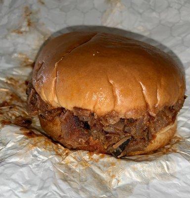 Chopped brisket.  Smoky and messy - it's a beautiful thing!