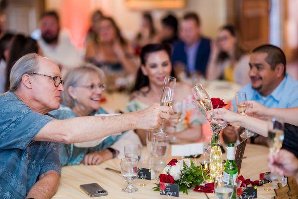 Glasses were always full and everyone has something to drink in every picture.