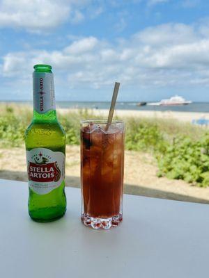 Stella Artois, and Strawberry Tea mixed drink.