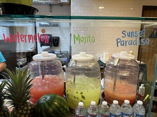 Fresh juices daily! Flavors vary by day, mixed watermelon and cucumber mojito it was amazing!