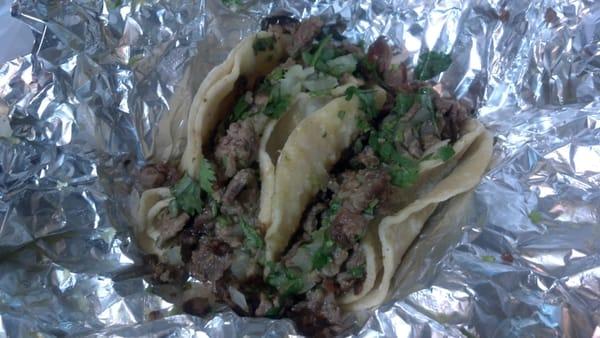 Asada Tacos w/ mild sauce, to go.