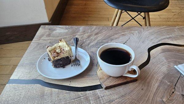 Brownie and a dark roast.