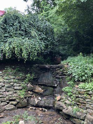 Waterfall at the entrance near the office building.