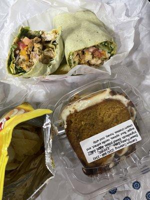 Baby, this Caribbean Jerk Chicken Wrap and cream cheese sweet potato pound cake, lunch hit the spot, get it!!!!