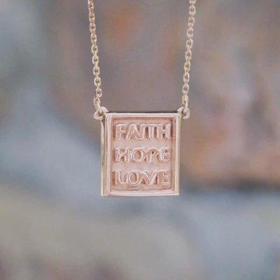 14K Rose Gold Faith, Hope, Love Necklace