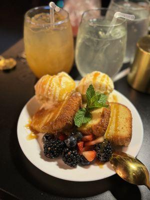 Grilled pound cake and ice cream.