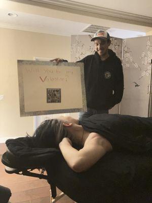 Surprise massage present for Valentine's