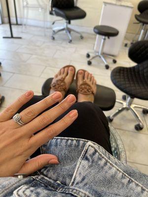 Gel manicure and regular pedicure by Kim :)