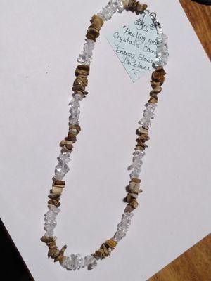 Clear quartz and picture Jasper necklace. Head to toe support. With crown and root chakra support.