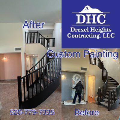 3000 sq. ft. home walls, trim, staircase and drywall patches. Premium paint.