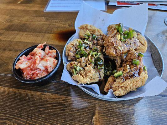 Spicy Soy Fried chicken with kimchi