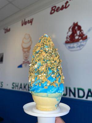 "Fried" Ice Cream Cone with Blueberry dip