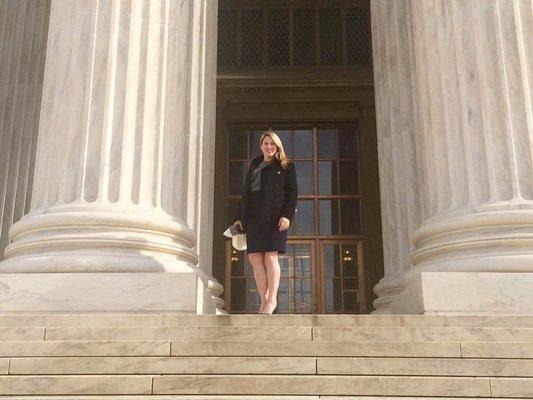 Attorney Virginia Lee Perez in front of the US Supreme Court after Swearing In to the bar of our highest court.