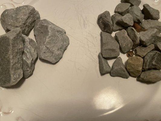 SOLD ME ON ROCKS on left, received gravel.