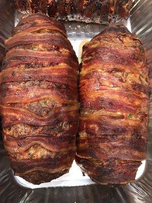 Smoked Meatloaf! Made with cream cheese, jalapenos, homemade rub, and wrapped in bacon.