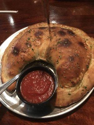 'Small' calzone! Super-packed with tasty goodness!