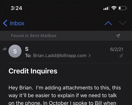 Email to Brian.