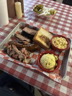 3 meat plate. Brisket, sausage and pulled pork.