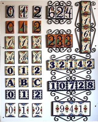 Wide selection of house numbers and frames.